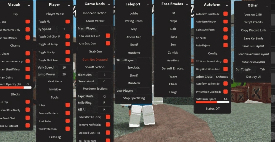 MM2 Script Blood Oath GUI Interface showing auto farm features